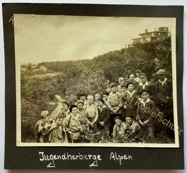 2Stk. orig. Foto Alpen Wesel Ort um 1928 Jugendherberge Kinder