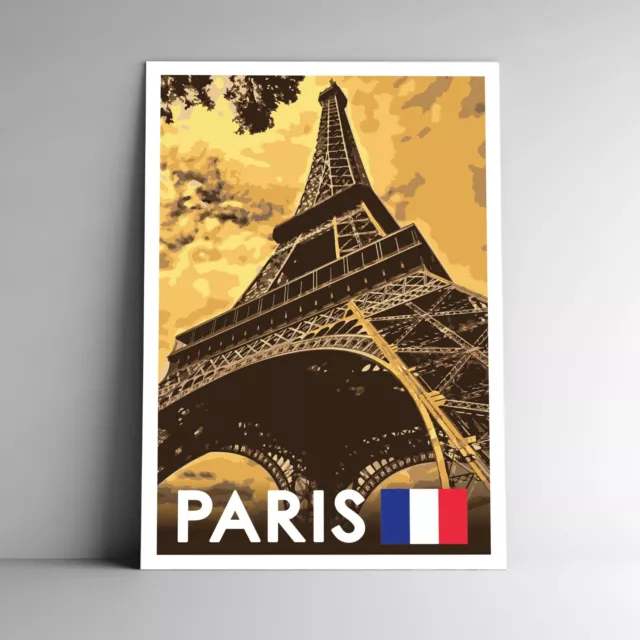 Paris France Travel Poster / Postcard Eiffel Tower Art Print Multiple Sizes