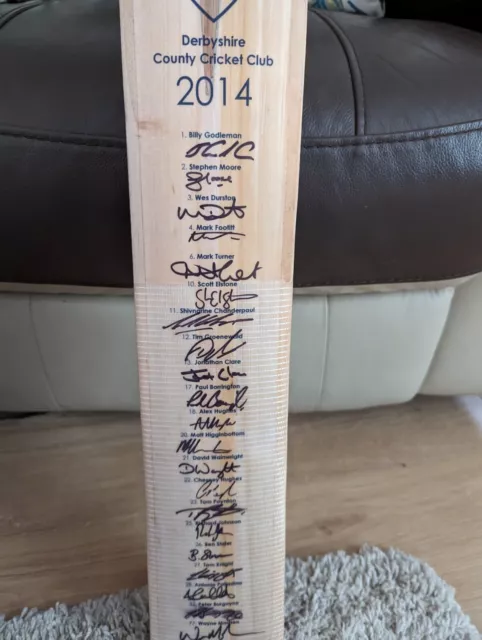 Derbyshire CCC 2014 signed full size cricket bat in brand new condition W/tags