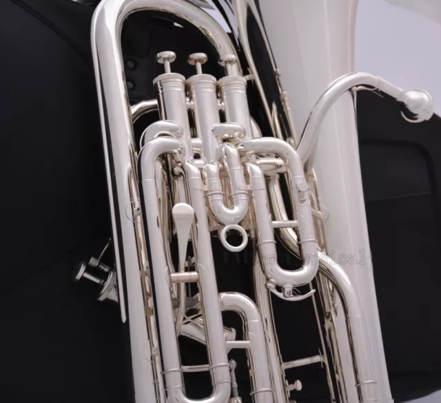 Professional Silver Plated Compensating System Euphonium W/ Trigger & Pro Case 3