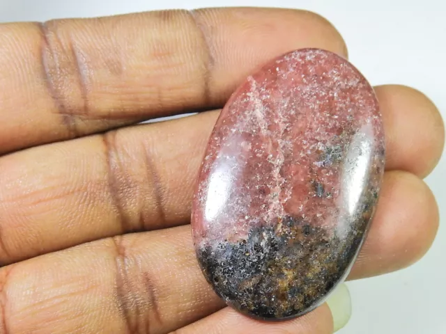 Natural Pink Rhodonite Designer Oval Chabochon Loose Gemstone  28X45X06 Mm