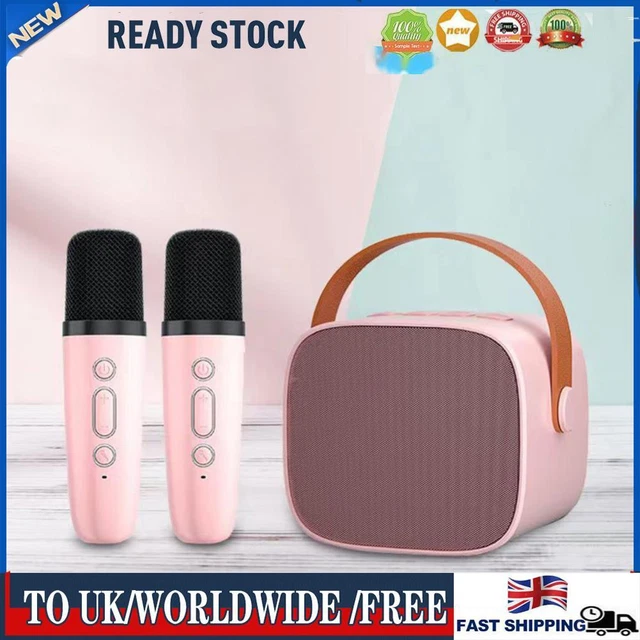 Home KTV Karaoke Speaker Bluetooth-Compatible HIFI for Girls Boys (Pink 1 to 2)