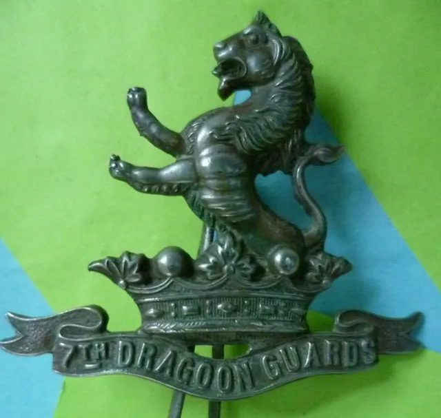 WW1 7th Dragoon Guards Cap Badge All White Metal 2 Lugs ANTIQUE Original