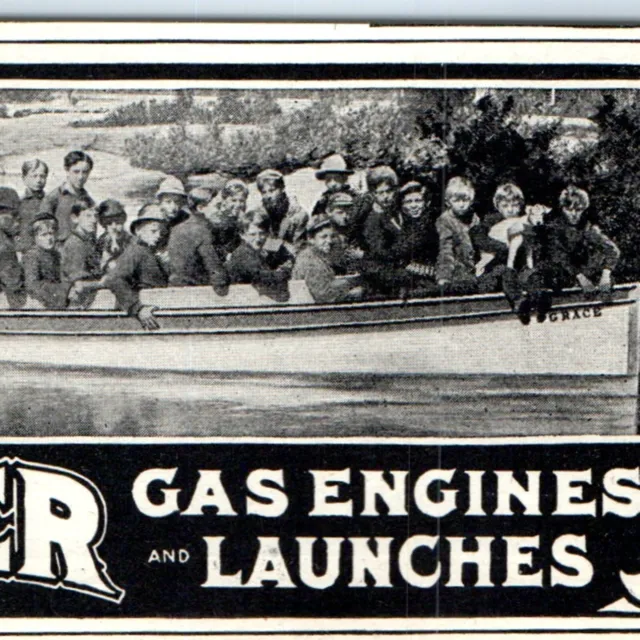 1904 Lozier Motor Boat Gas Engine Print Ad Many Boys Photo Ship Water Grace 1W
