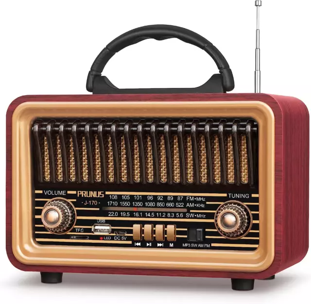 【2024 Newest】  Retro Bluetooth Radio with Rich Bass Speakers,Loud Stereo Sound