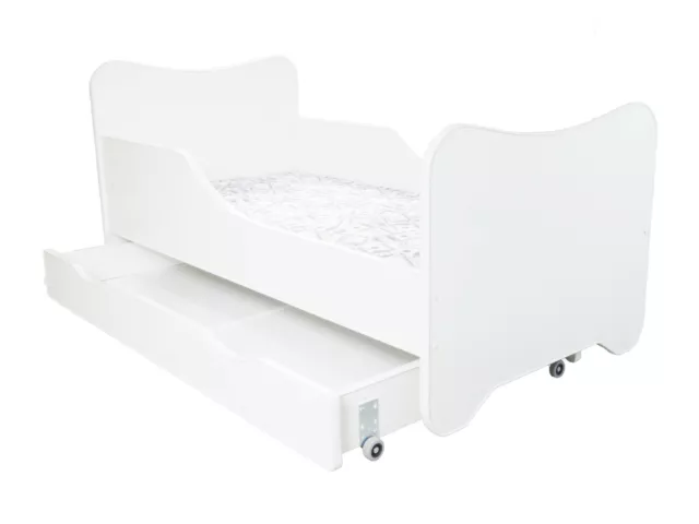 Letto Bambini Letto Junior Bambino BIANCO con Materasso 140cm + Cassetto + Cuscino