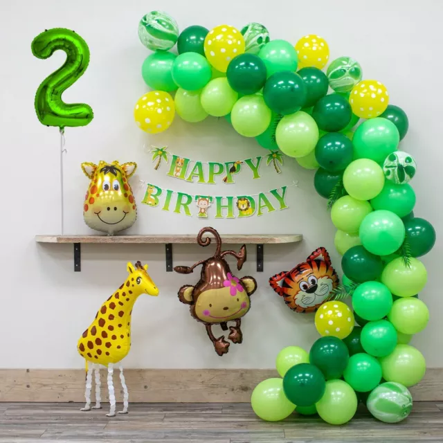 Kit de fiesta de cumpleaños con arco de globos con tema de animales de la...