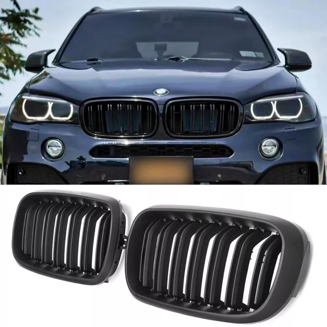 Grille de Calandre Noir Mat Pour BMW F15 F16 X5 X6 2014-2017 Double Lame MS