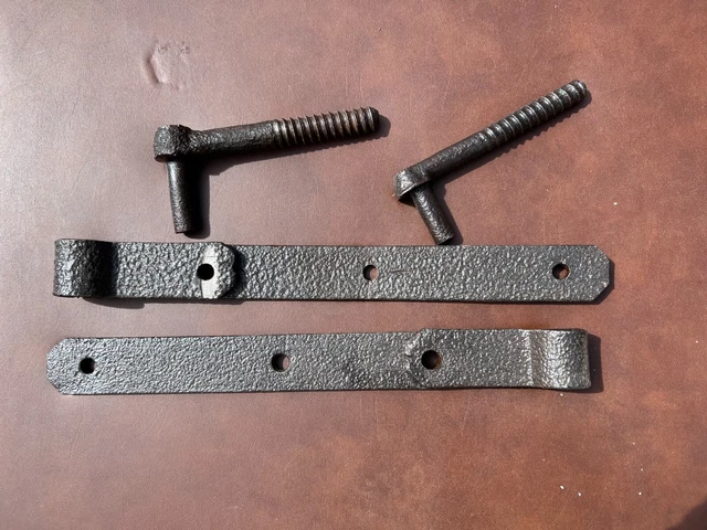 Antique Farm Gate or Barn Door Strap Hinges With Screw Bolt Holders