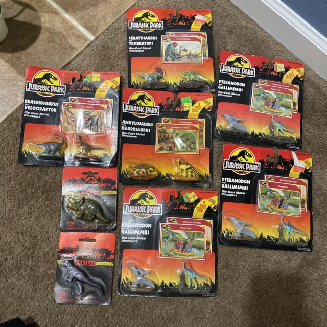1993 Kenner JURASSIC PARK Die-Cast Metal Dinosaurs On Card RARE! - Random lot