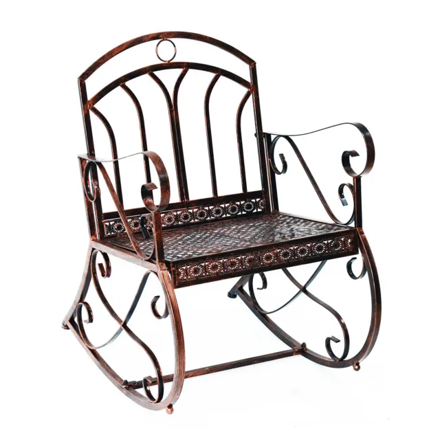 Outsunny Rocking Chair Outdoor Metal Vintage Style Garden Seat for Patio Bronze