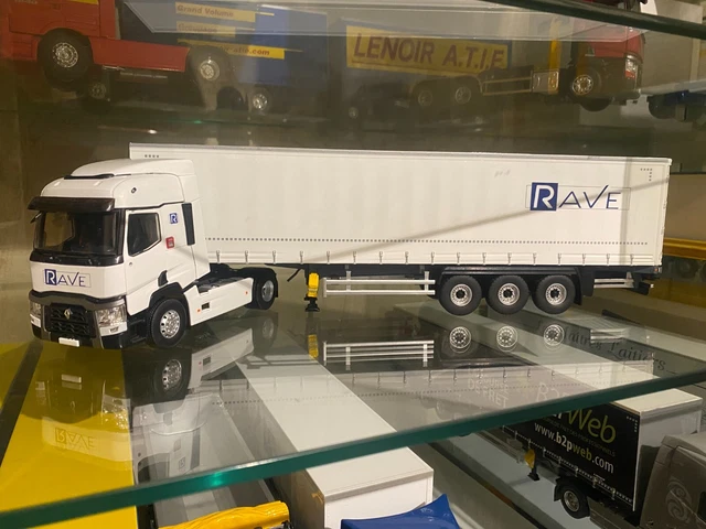 Camion Eligor 1/43 Renault T460 Semi Tautliner TPS Rave - Bleu - Occasion, Fabriqué En France