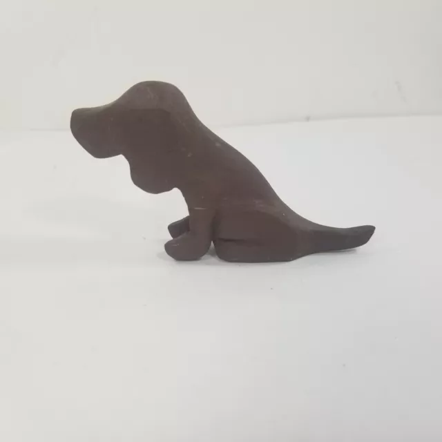 Vintage Hand Carved Wooden Dog Beagle Sitting Small