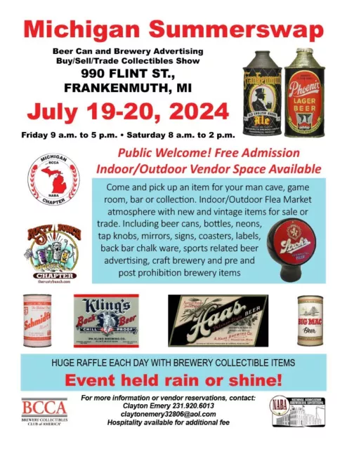 Michigan Summerswap Trade Show Flyer - Flat Top Beer Cans, Signs, Bottles,Labels
