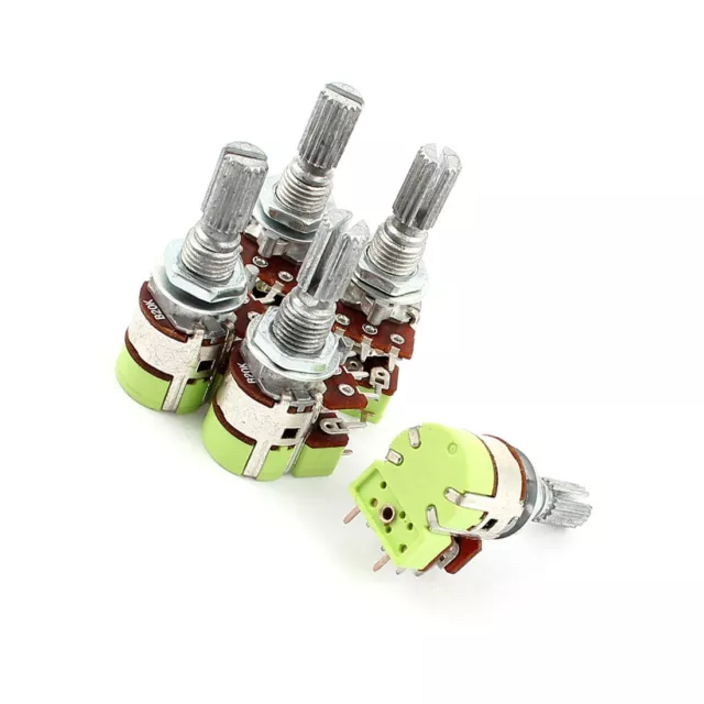 5pcs Stereo B20K Ohm Dual Linear Taper Volume Control Potentiometer Switch