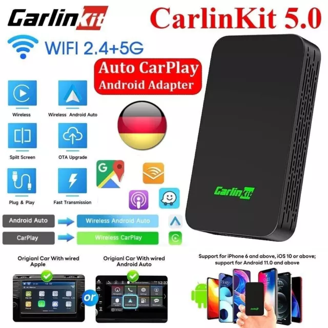 CARLINKIT 5.0 2Air Wireless Adapter für Autos mit Android Auto / Carplay Neu