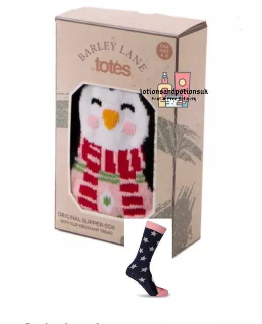 Barley Lane By Totes Original Penguin Slipper Sox Ladies Christmas Gift 2023