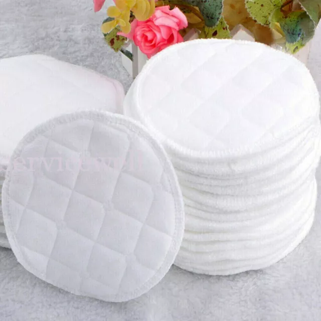 12x Reusable Breast Pad Cotton Nursing Organic Plain Washable Pads White 3