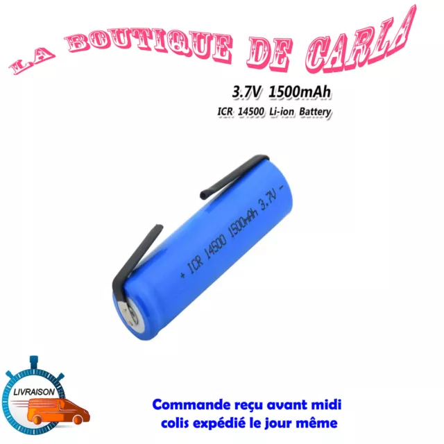 14500 - PILE BATTERIE RECHARGEABLE 1500 mAh LI-ION 3,7 V languettes à souder..