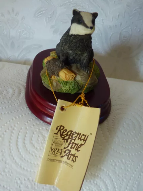 Vintage Regency Fine Arts Badger Figurine With Display Plinth