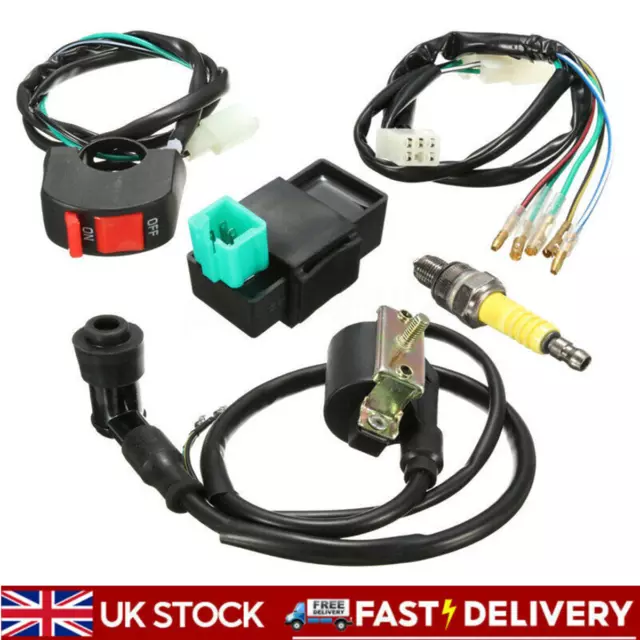 Wiring Loom On Off Switch Coil CDI Spark Plug Kit For 110cc 125cc 140cc Pit Bike