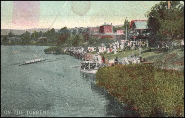 A4234 Australia SA Adelaide On The Torrens River (tear) PU vintage postcard