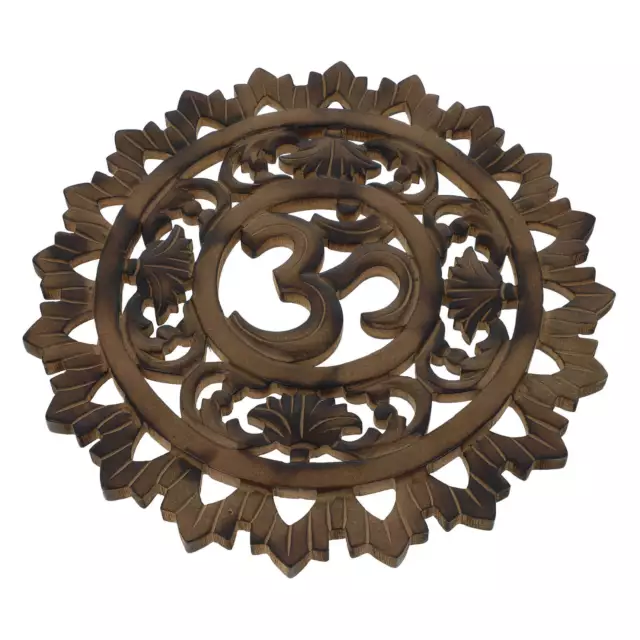 OM Wandschmuck Relief Wand Deko aus Holz AUM Indien Buddha Mandala Fair Indien