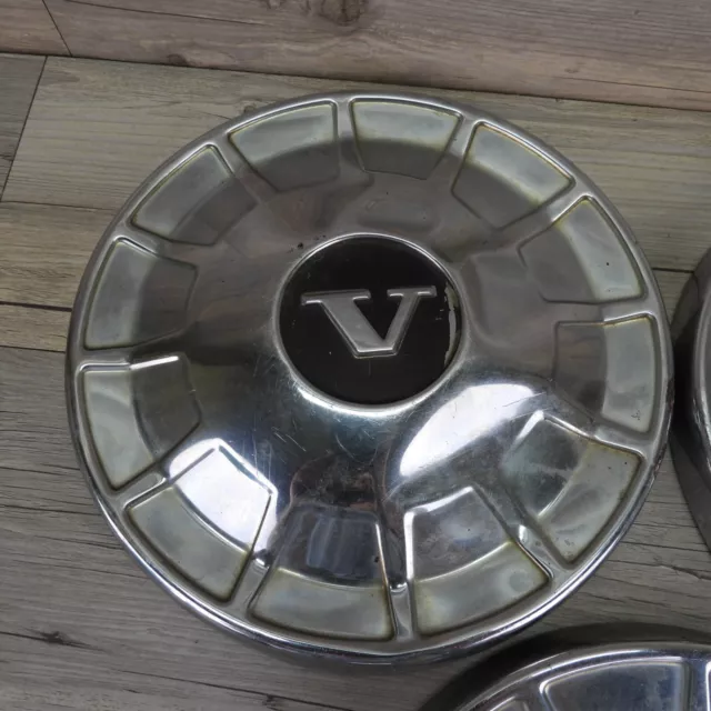 Vintage Volvo Chrome Hubcaps Set of Three Scratch Dent Automotive Decor 3