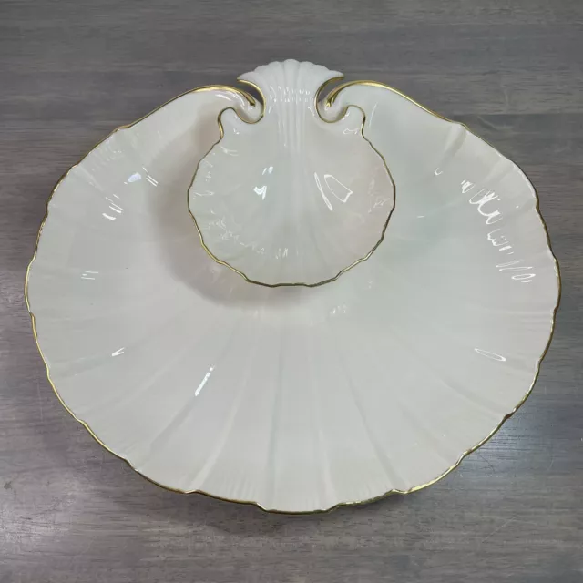 LENOX Porcelain Shell Seashell Chip & Dip Bowl Made In USA
