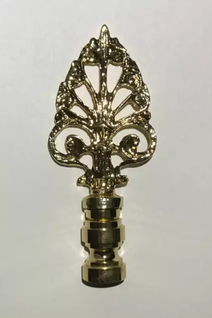 New 3 3/8" Brass Decorative Lamp Finial, Polished & Lacquered, 1/4-27F Tap, #116