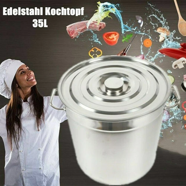 Neuer Suppentopf mit Deckel Edelstahl Universal Kochtopf Kochsuppentopf 35L