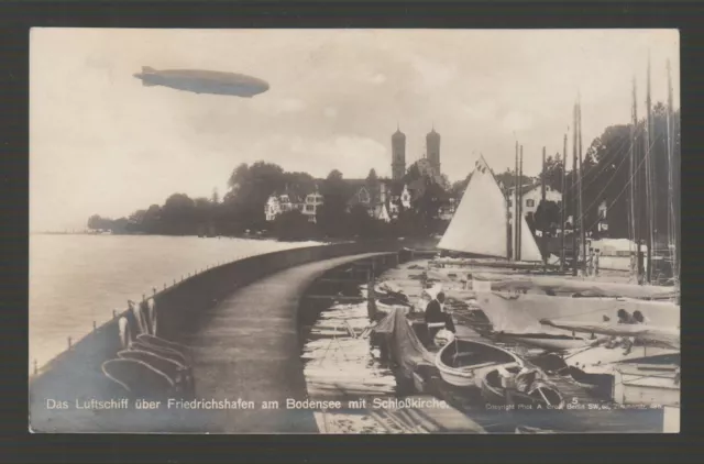 [74121] RPPC Das LUFTSCHIFF über FRIEDRICHSHAFEN am BODENSEE mit SCHLOßKIRCHE