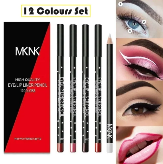 12pcs Soft Matte Multi-Purpose Eyeliner, Lip Liner & Lipstick Pencil Boxed Set