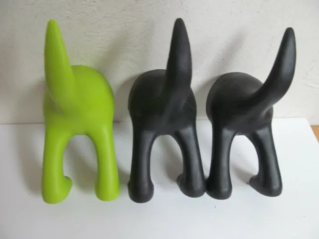 IKEA BASTIS Dog Butt Tail Wall Hooks Black pairs  and/or green or black  single
