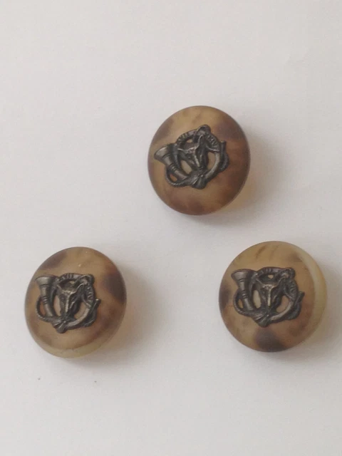 Lot De 6 Boutons De Chasse Anciens - Modèles Ancre, Renard Et Grenade - Diamètre 25mm