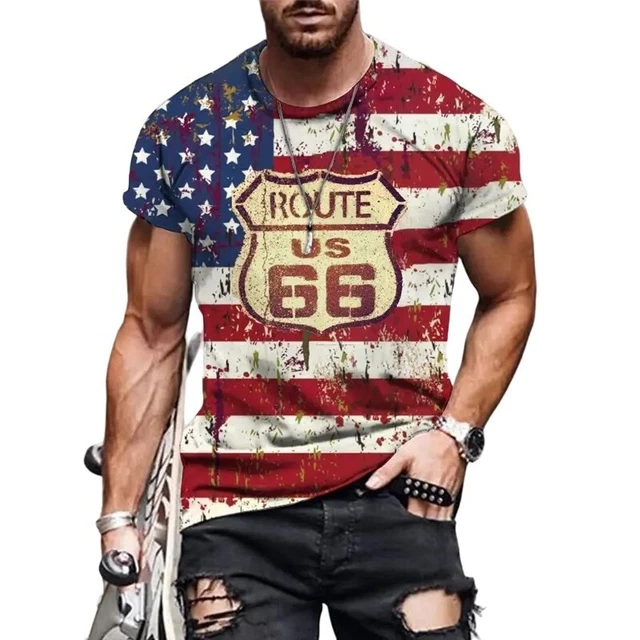 T-shirt Biker Route 66 Lucky - Haute Qualité - Tailles S à XXXL + Enfants - Noir