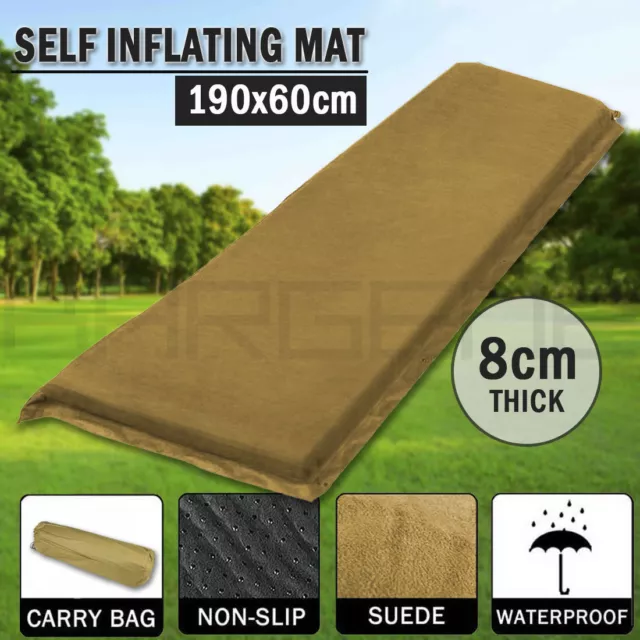Self Inflating Mattress Sleeping Suede Mat Air Bed Camping Camp Hiking Joinable