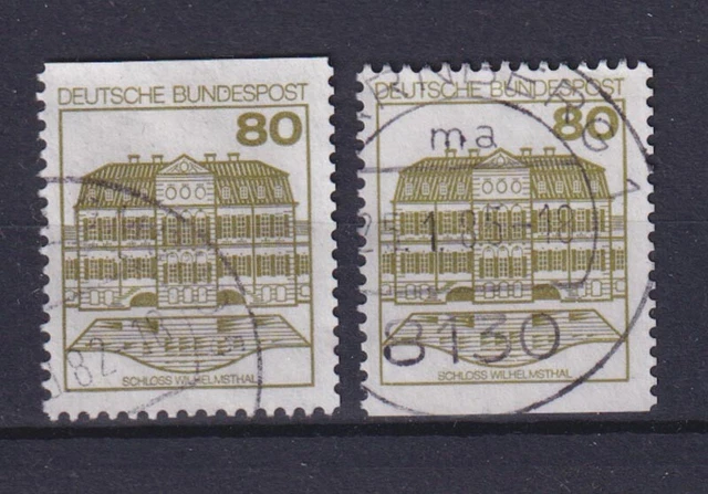 Bund 1140 C/D oben+unten geschnitten aus MH Burgen+Schlösser 80 Pf gestempelt /3