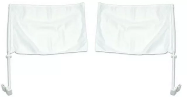 (2 Pack) 12x18 Solid White Advertising Double Sided Car Window Vehicle Flag
