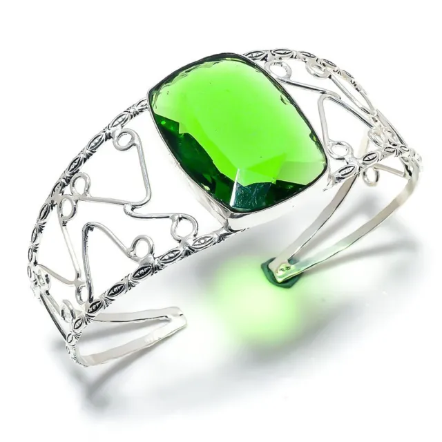 Peridot Pierre Précieuse Fait À La Main 925 Sterling Argent Bracelet Rigide