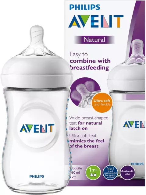 AVENT Natural Feeding Bottles 260mL Twin Pack Breastfeeding Ultra-Soft SCF033/27