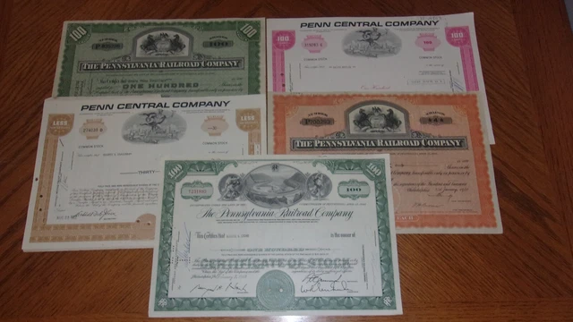 Lot of 5 Different Stock Certificates S53