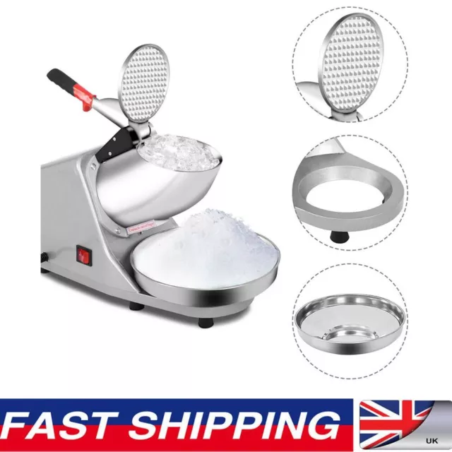 Home Electric Ice Crusher Stainless Steel Snow Cone Maker Shaved Ice Machine UK