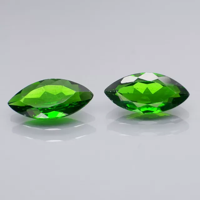 Marquise 10x5 mm.PAIR! Natural Russian Top Green Chrome Diopside 1.95Ct.