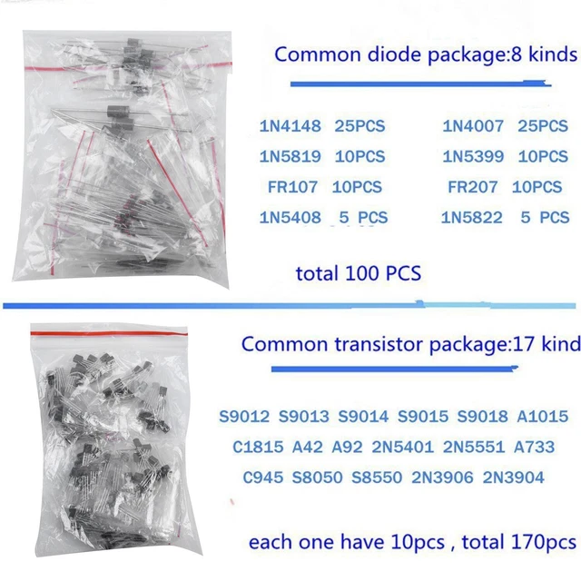 COMPLETE LED DIODE Transistor Capacitor Resistance Kit with 1390pcs ...