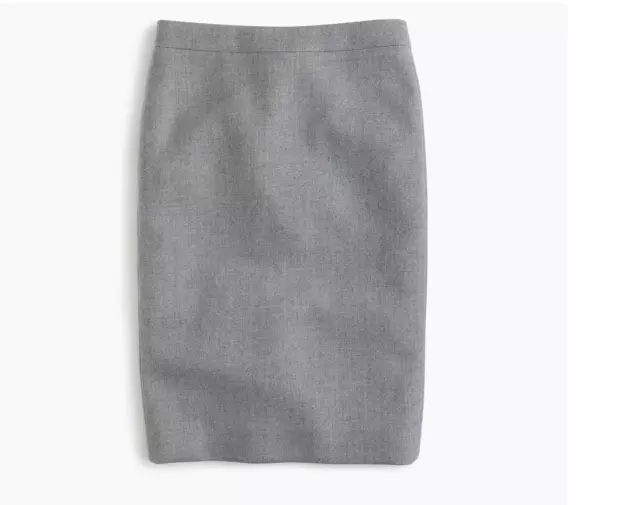 NWT J CREW No 2 Pencil Skirt Double Serge wool  Hthr pewter  0   4