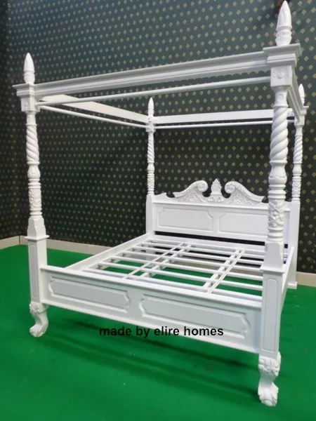 BESPOKE ~ WHITE Super King Size mahogany  Queen anne style four poster bed