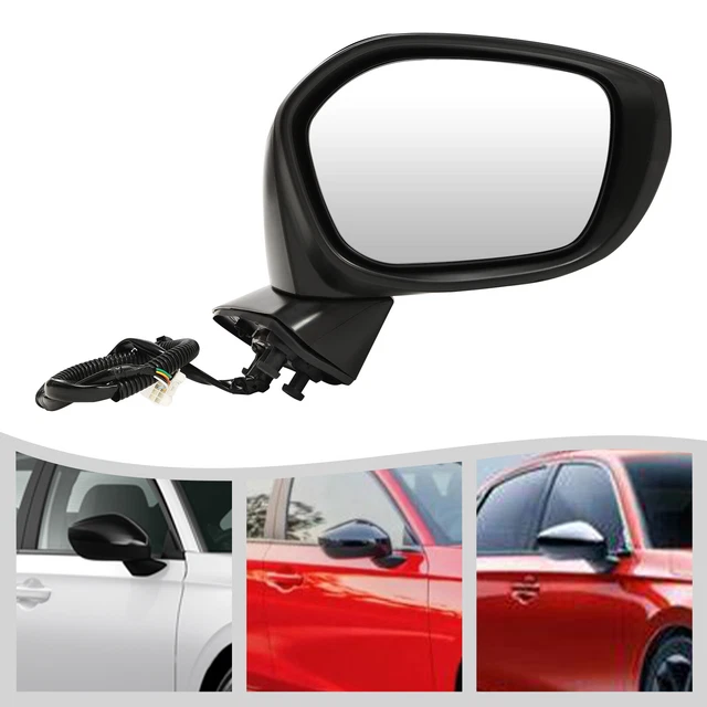 thumbnail interactive-video image 1 of Evmotors Front Right Passenger Side Power Mirror For 2022-2023 Honda Civic – Black, Convex, Manual Fold, HO1321350 / 76208-T20-A01 1 of 5