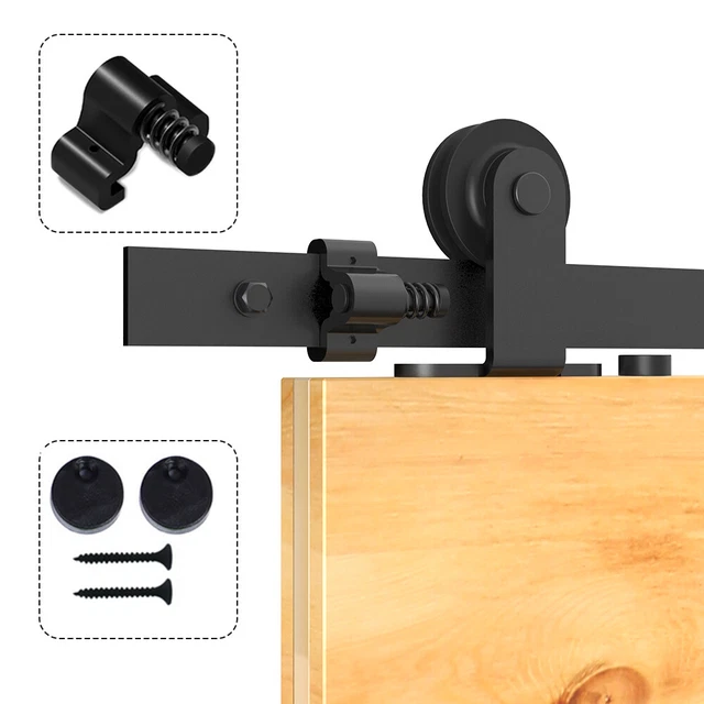 CCJH 4-16FT Steel Sliding Barn Wood Door Hardware Kit Single/Double/Bypass Doors 3