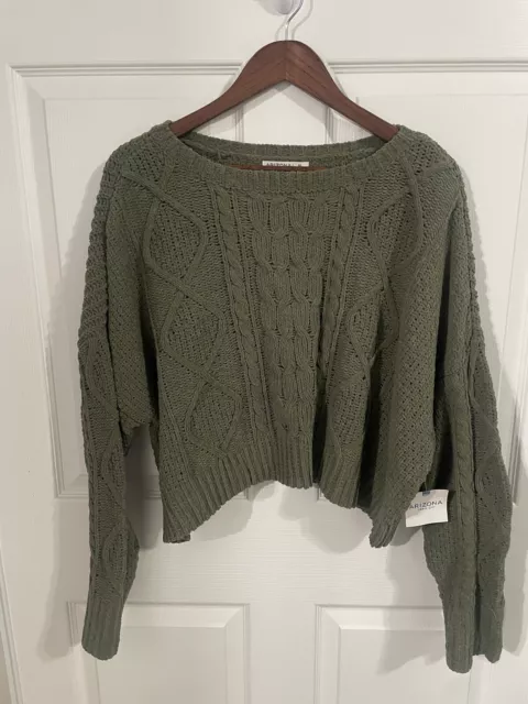 Arizona Jean Co Women’s Crew Neck Knit Cropped Sweater Green XL